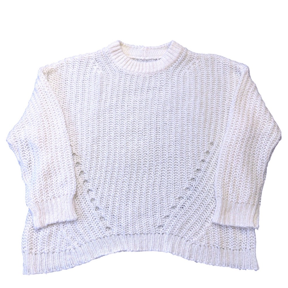 American Eagle cream knit sweater womens‎ medium cozy textured pullover